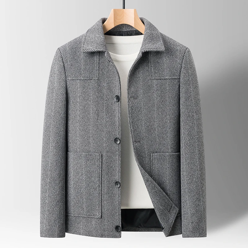 Classic Mens Office Dress Jackets Quality Casual Business Lapel Windbreak Coats Top Autumn Winter Blended Wool Jacket Streetwear - Image 5