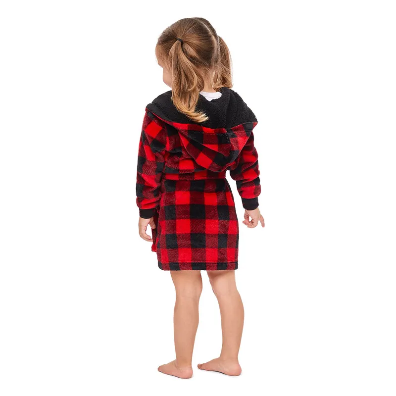 Red Plaid Matching Family Christmas Pajamas Set Long Sleeve Nightgown for Parents and Children Festive Holiday Sleepwear - Image 5