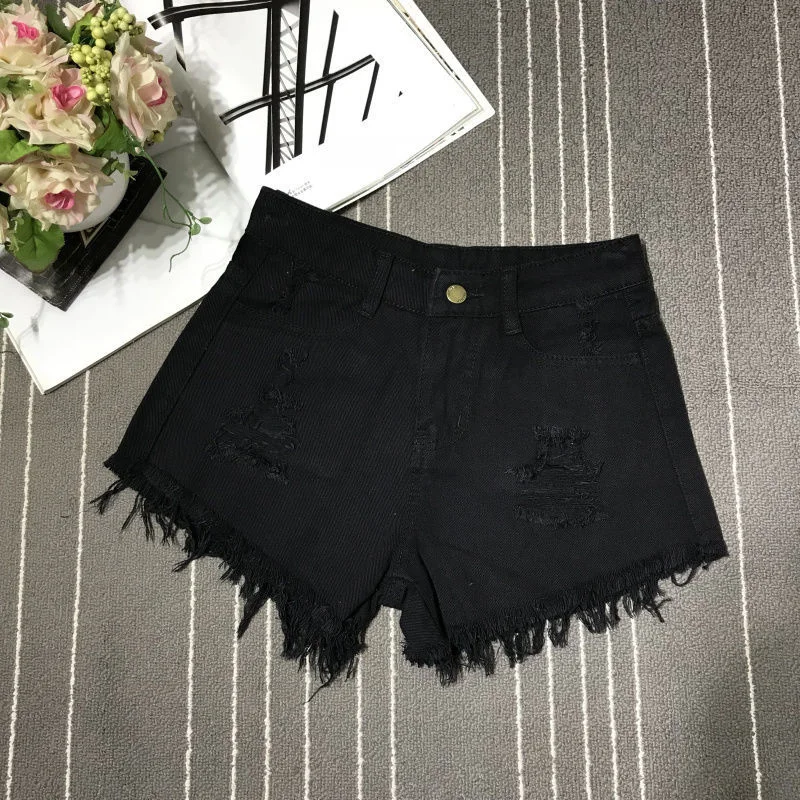New High Waist Tassel Broken Denim Shorts Female 2024 Summer Korean Version Raw Edge Wide Leg Loose Plus Size Jean Shorts Women - Image 6