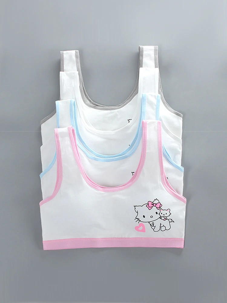 LJMOFA Girls Cute Underwear Set Kids Cotton Sports Training Bra Solid Color Letters Printed Neckline Teenage Briefs Panties B219 - Image 6