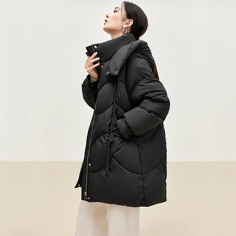 SENTUBILA 90% White Duck Down Coat Women 2024 Winter Thick Stand Neck Long Down Coat Puffer Jacket Women Outerwear W44Y56274 - Image 5