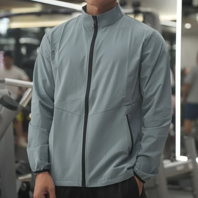 New Men Fitness Running Jacket Spring and Autumn Gym Outerwear Loose Casual Jogging Outdoor Stand-up Collar Tracksuit Sportswear - Image 4