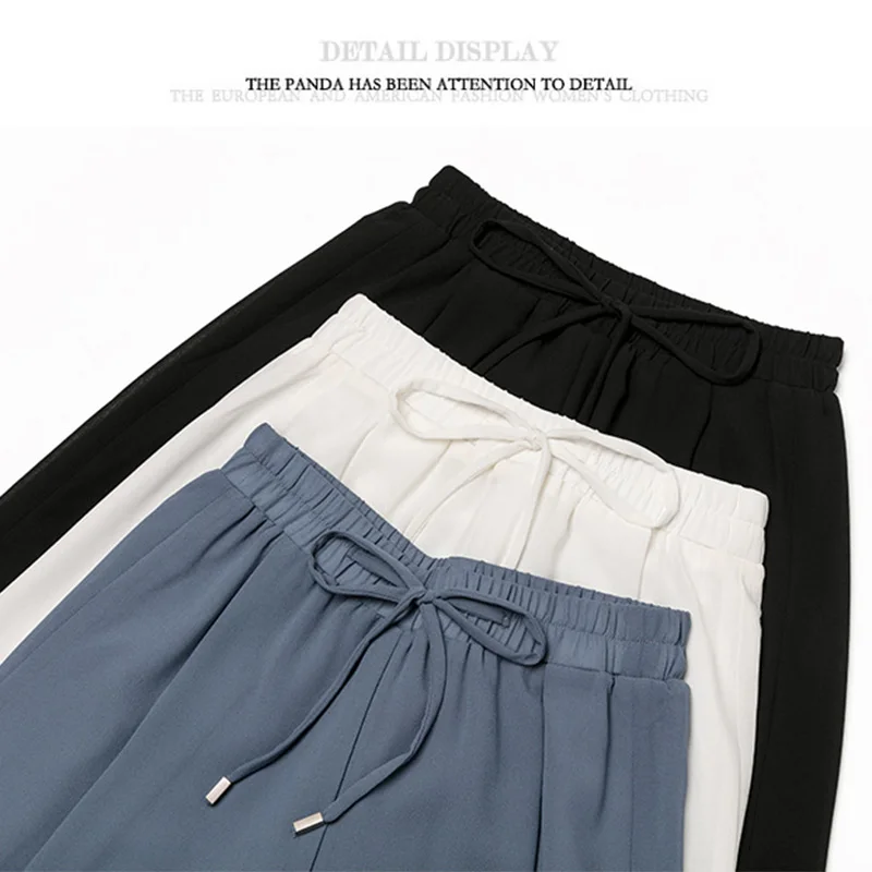 Women Pants Culottes Elastic Wide Leg Irregular Hem Double Layers Korean Trousers Summer Casual Loose Pleated Pants - Image 6