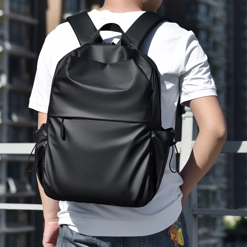 Toposhine String Side Pockets Men's Backpack Black Nylon Waterproof Outdoor Teens Sports Bag Business Travel Package Casual Bags - Image 2