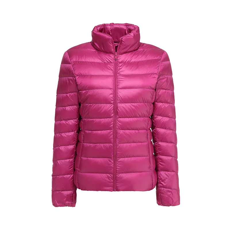 Women's Short Slim Fit Puffer Jacket 2023 New Spring Stand Collar Ultra Light Weight Portable Windproof White Duck Down Coat - Image 5
