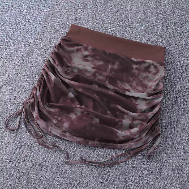 Printed Tie Dyed Mesh Yoga Short Skirt Women Anti Shining Wrap Hip Skirt High Waist Sexy Sports Half Skirt Summer - Image 3