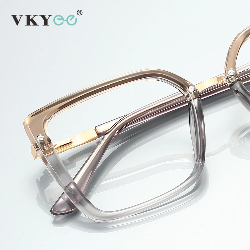 VKYEE Fashionable Large Frame Simple Square Design Anti-blue Light Reading Glasses Customizable Prescription Photochromic - Image 2