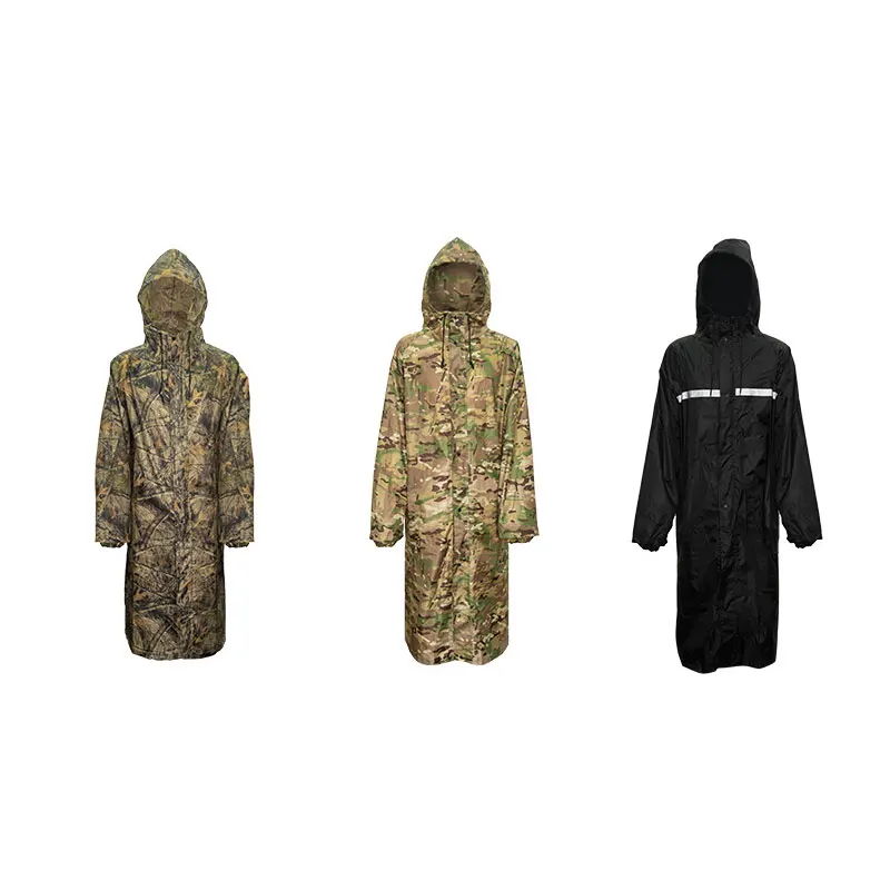 Camouflage Long Raincoat for Men Tactics Camo Waterproof Poncho Woman Coat Against Rain Fishing Hiking Conjoined Cover Clothing - Image 5