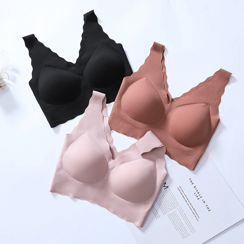 Small Wave Edge Sports Leisure Comfortable Women Underwear Seamless No Steel Ring Gathered Latex Woman Bra - Image 4