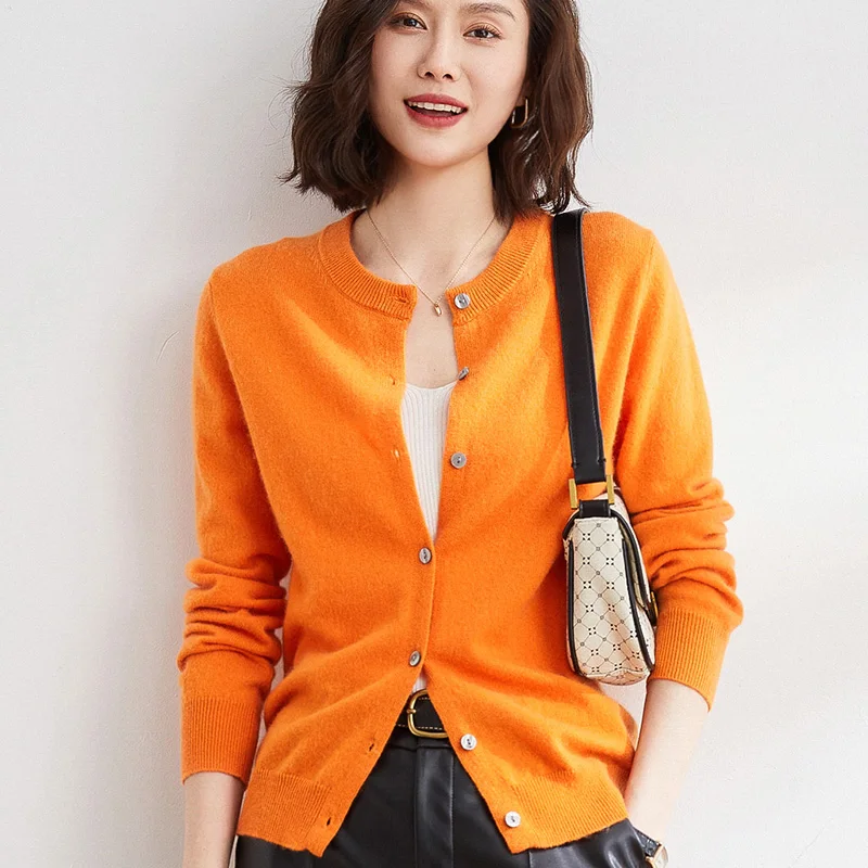 Women Cardigans Sweater O-neck Spring Autumn Knitted Cashmere Cardigans Solid Single Breasted Womens Sweaters 2022 - Image 3