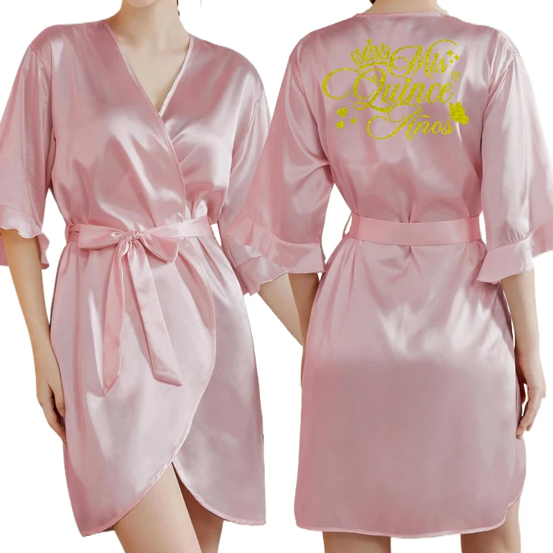 Quinceanera Sweet 15th Birthday Party bathrobe Floral Girl Fifteen Years Old robe Quinceañera Princess nightgown - Image 5
