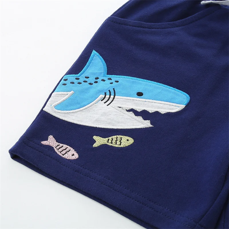 Jumping Meters Sharks Boys Shorts For Girls Drawstring Applique Kids Trousers Pants Fashion Toddler Baby Clothes - Image 5