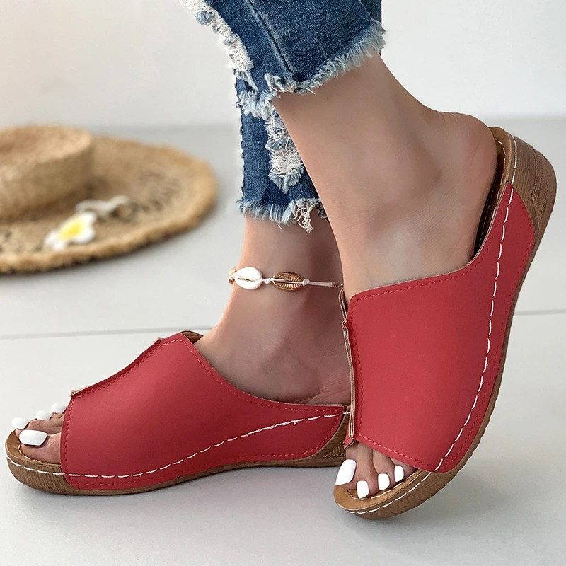Summer Woman Sandals Shoes Retro Ladies Shoes Slides Sandals Woman Wedge Shoes For Women Soft Footwear Female Women Slippers - Image 5