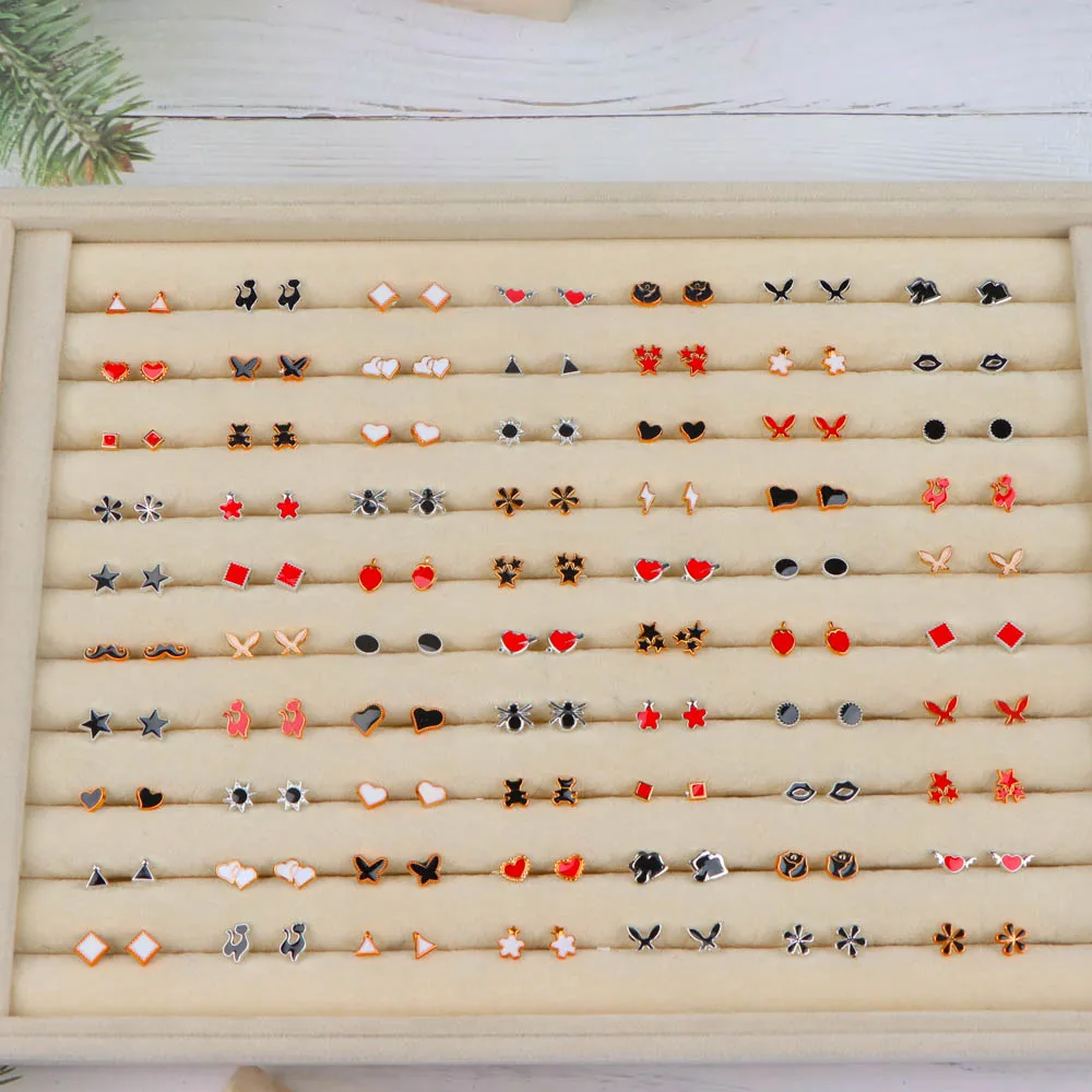 36Pairs/Lot Fashion Colorful Rhinestone Stud Earring Women Girls Animal Fruit Piercing Jewelry Wedding Party Gifts Mixed Style - Image 4