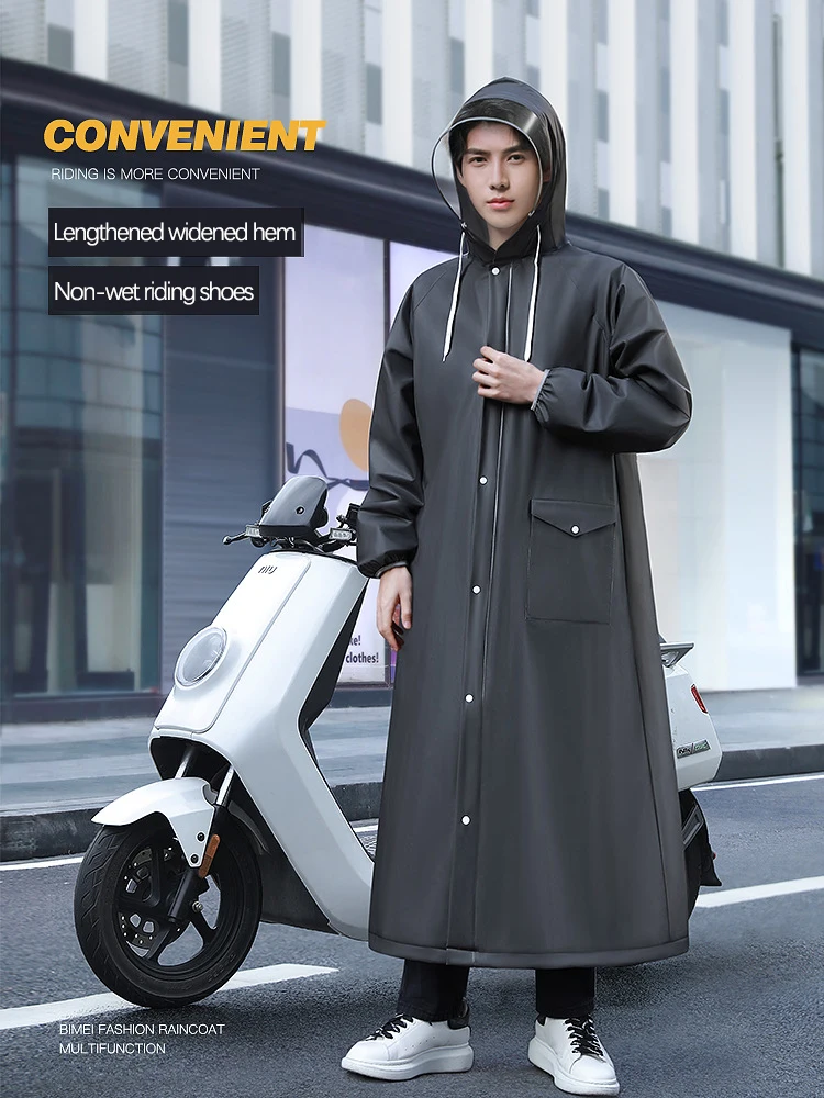 New Men's Raincoat Long Full MTB Road Bicycle Single Ride EVA Body Waterproof Raincoat Lengthen Brim Fashion Raincoat - Image 2