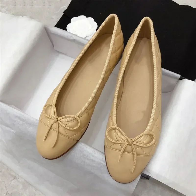 2025 Spring New Round Head Bow Flat Bottom Ballet Single Shoe Shallow Mouth Women's Shoe - Image 4