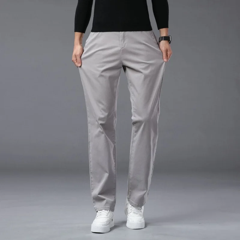 190 Cm Tall Men's Pants Summer Straight Chino Trouser Male Stretch Cotton Office Work Extra Long Leg Length 115 110cm Lengthed - Image 3