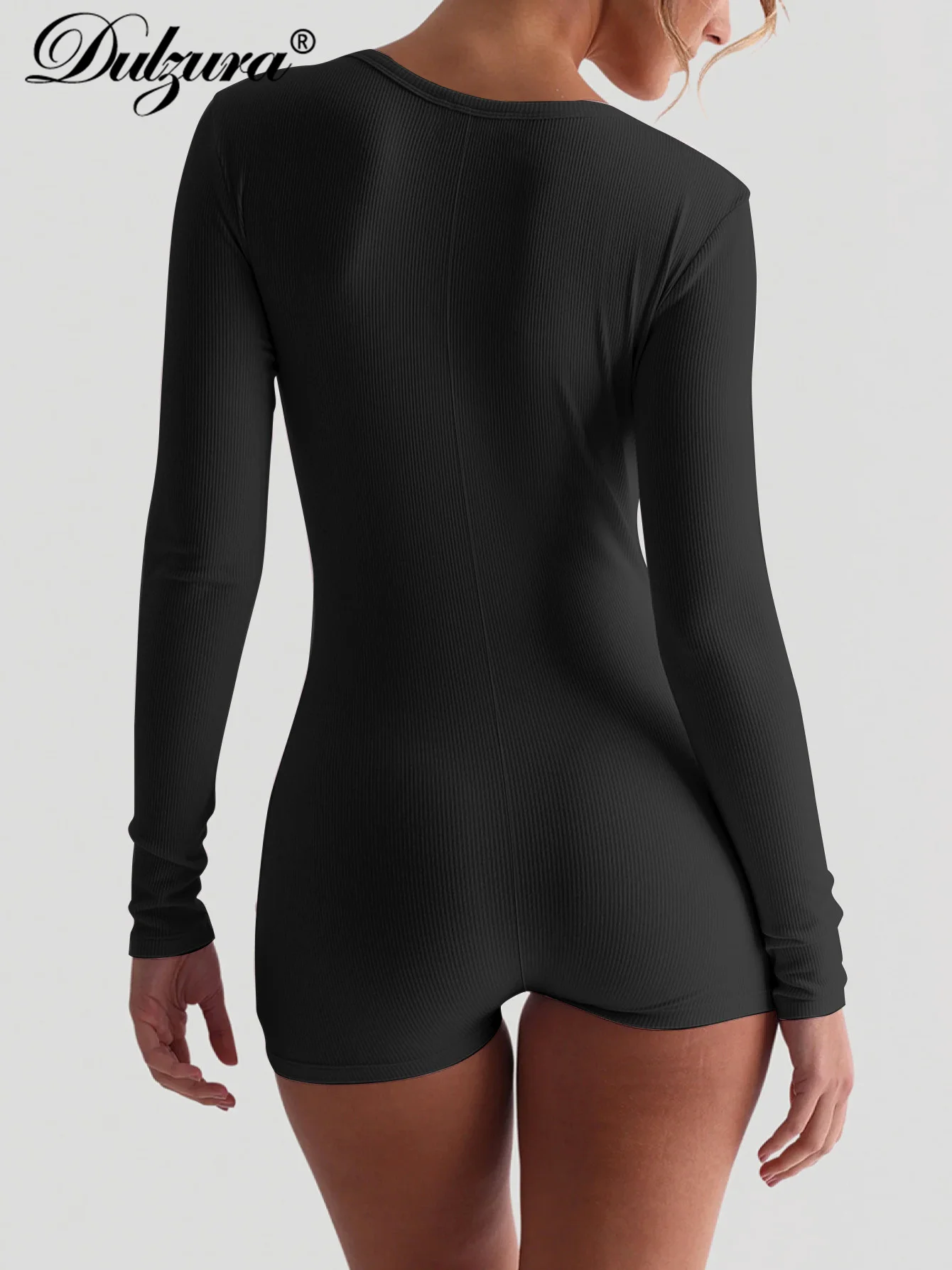 Dulzura Skinny Long Sleeve Playsuits Solid Bodycon Jumpsuits Rompers Evening Party Club Holiday Workout Sport Women Clothes Y2K - Image 5