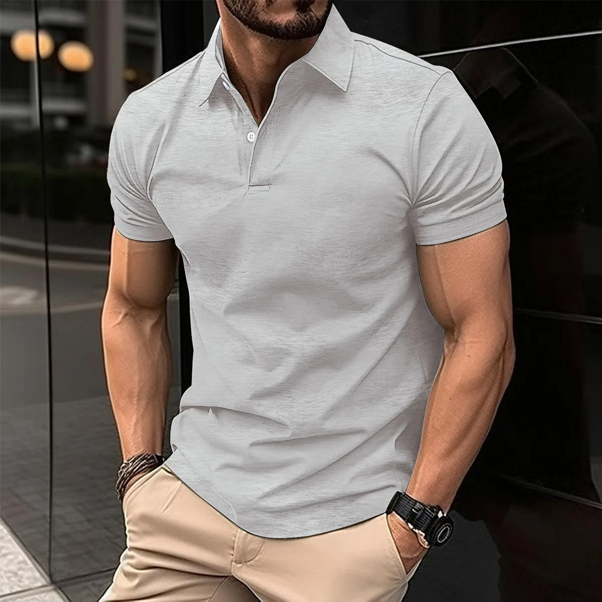 Best-Selling Men's Short-Sleeved Polo Shirt Lapel Button Solid Color Men's T-Shirt Summer Casual Comfortable Golf Men's Clothing - Image 4