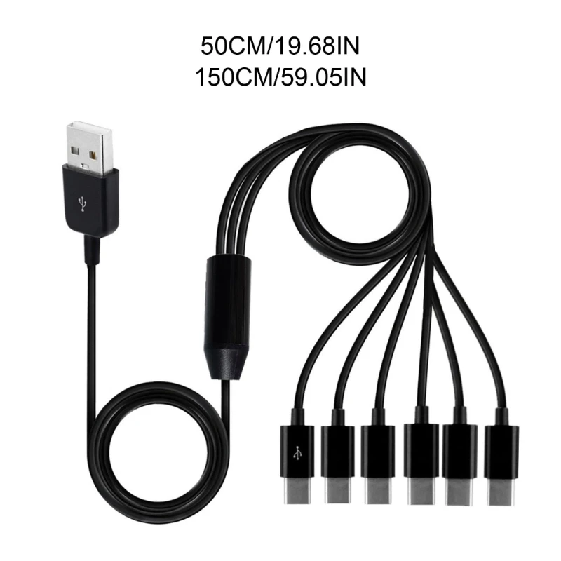 6 In 1 Micro USB/Type C Splitter Cable USB A 2.0 to 6 Micro USB/Type C Data Sync Charing Cable For Phone Tablet Pad - Image 6