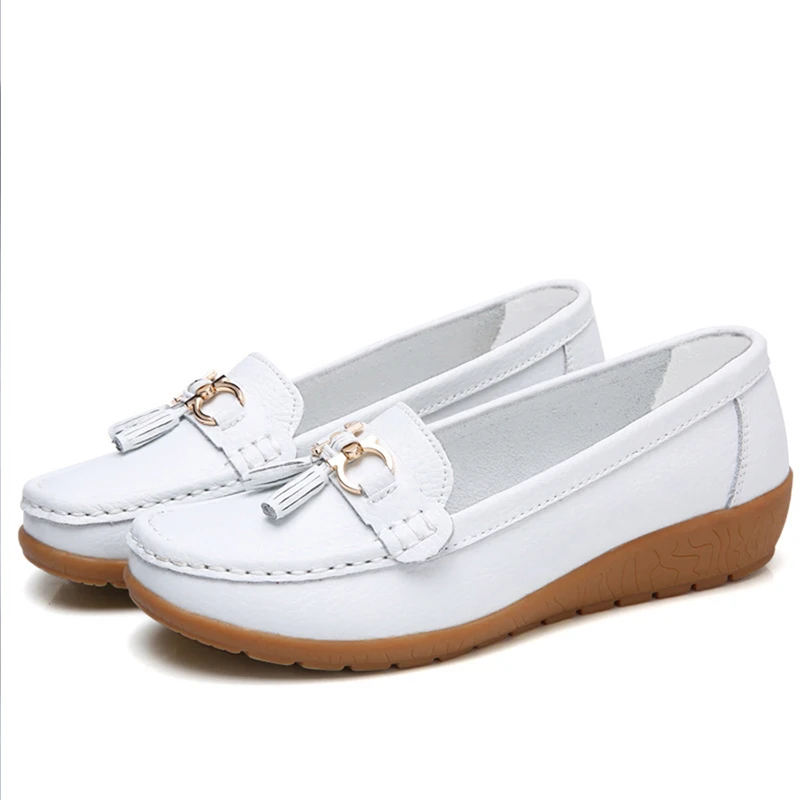 Women Shoes Nurse Loafers Shoes Classics Flats Zapatos Mujer Comfortable Flat Shoes Women White Casual Leather Women's Footwear - Image 5