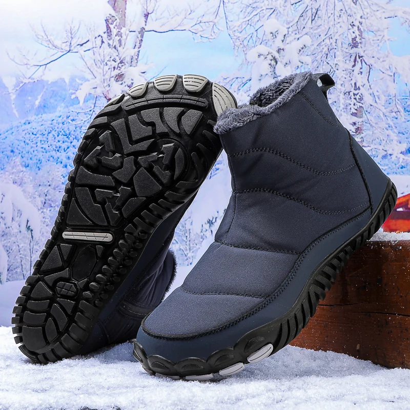 Women's New 2024 Winter Hiking Boots With Solid Zipper Design Dirt Resistant Men's Snow Boots Thick Plush Work Safety Shoes - Image 4