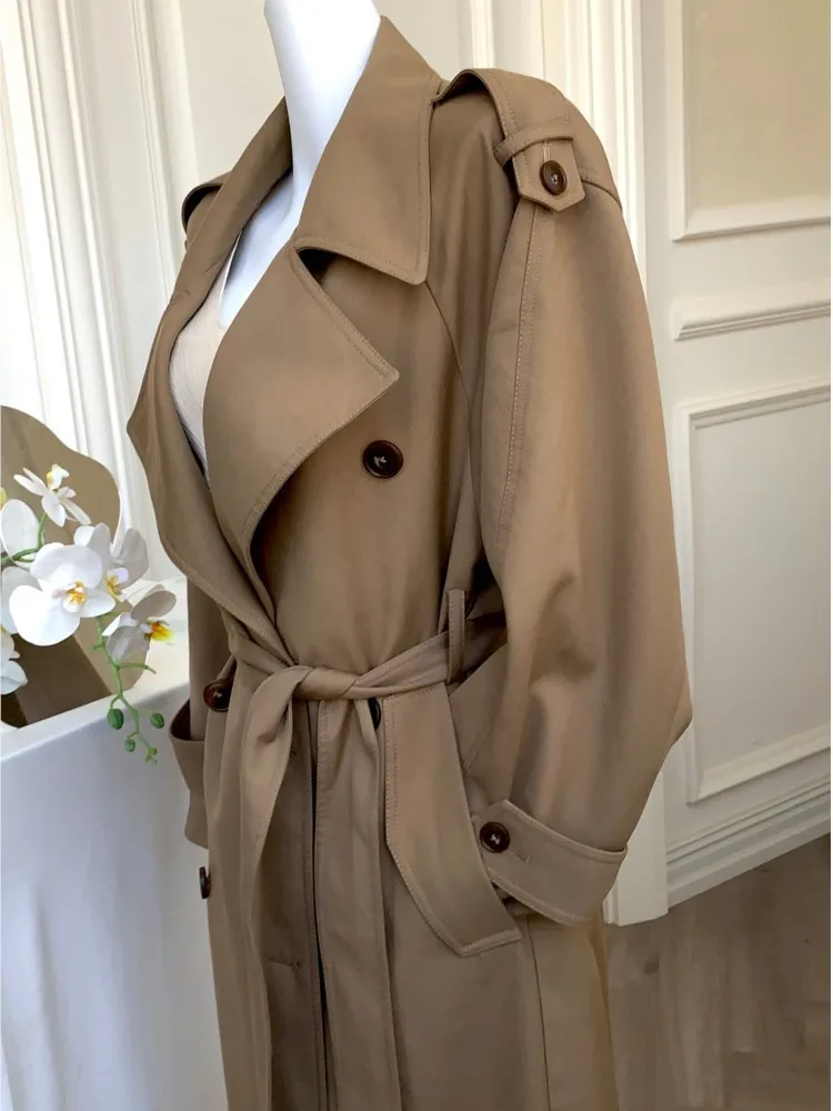 Korea Style Turn-Down Collar Long Trench With Belt Women Solid Fashion Single Breasted Slim Coat Female Elegant Clothes Autumn - Image 6