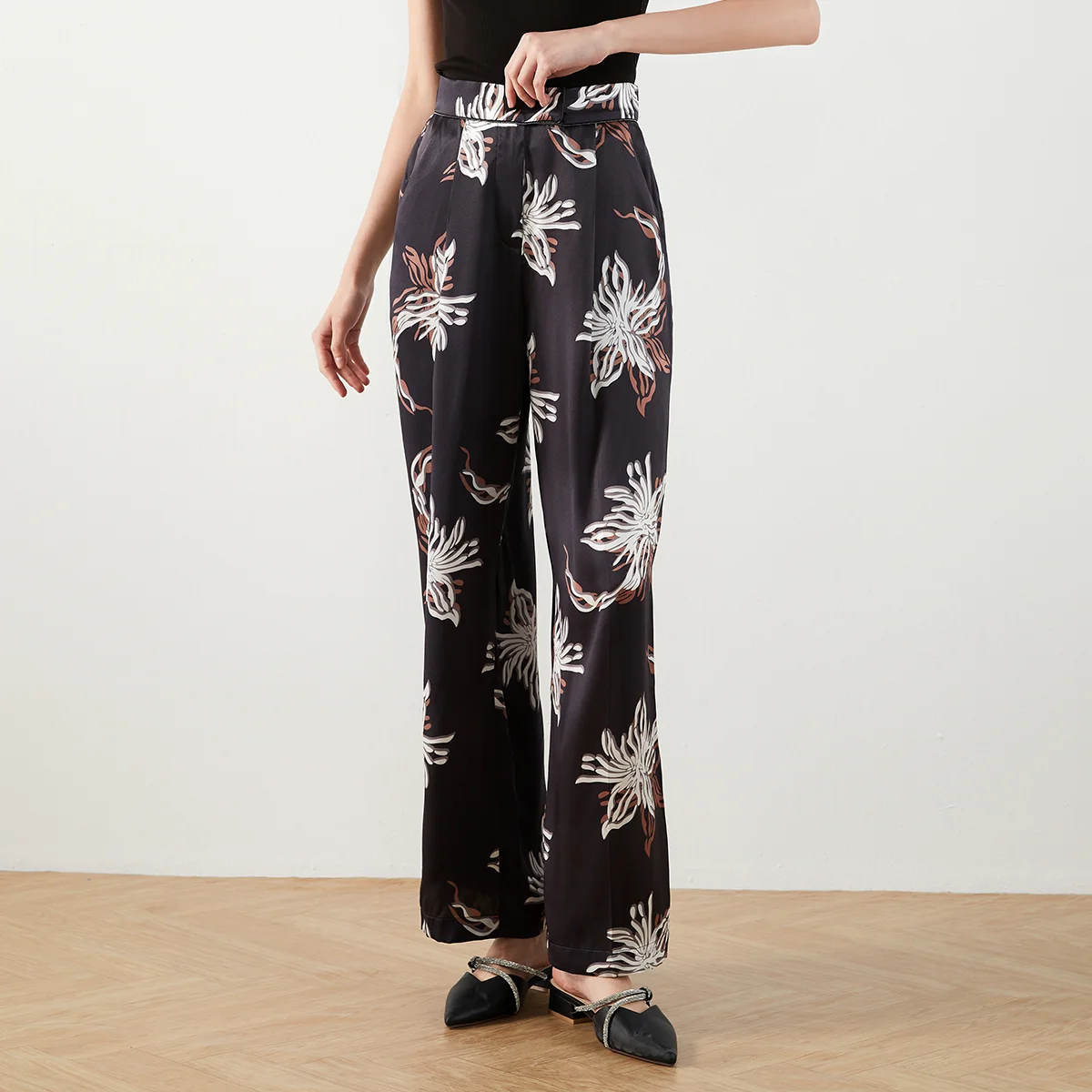 K1449W High Waist Wide Leg Pants Women Luxury Drawstring Casual Clothes Pants For Ladies Wide Leg Trousers For Women - Image 3