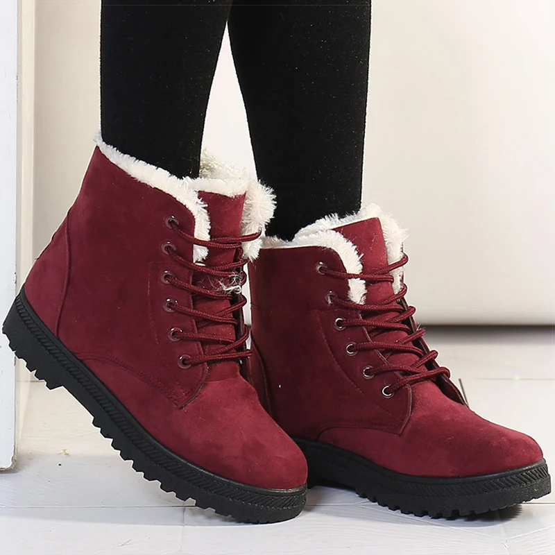 Women's Winter Boots Low Heels Women Boots With Fur Warm Winter Shoes Women Snow Boots Ankle Botas Mujer Winter Footwear Female - Image 3
