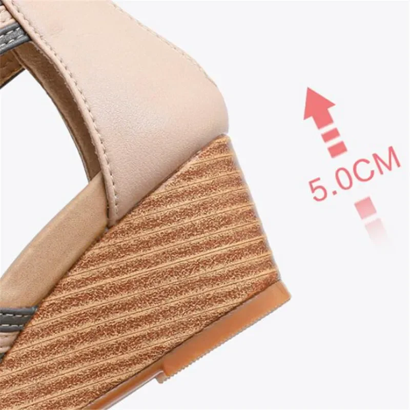 BEYARNE Platform Wedge heel platform sandals women summer new bag heel zipper Roman shoes fashion casual women sandals - Image 3
