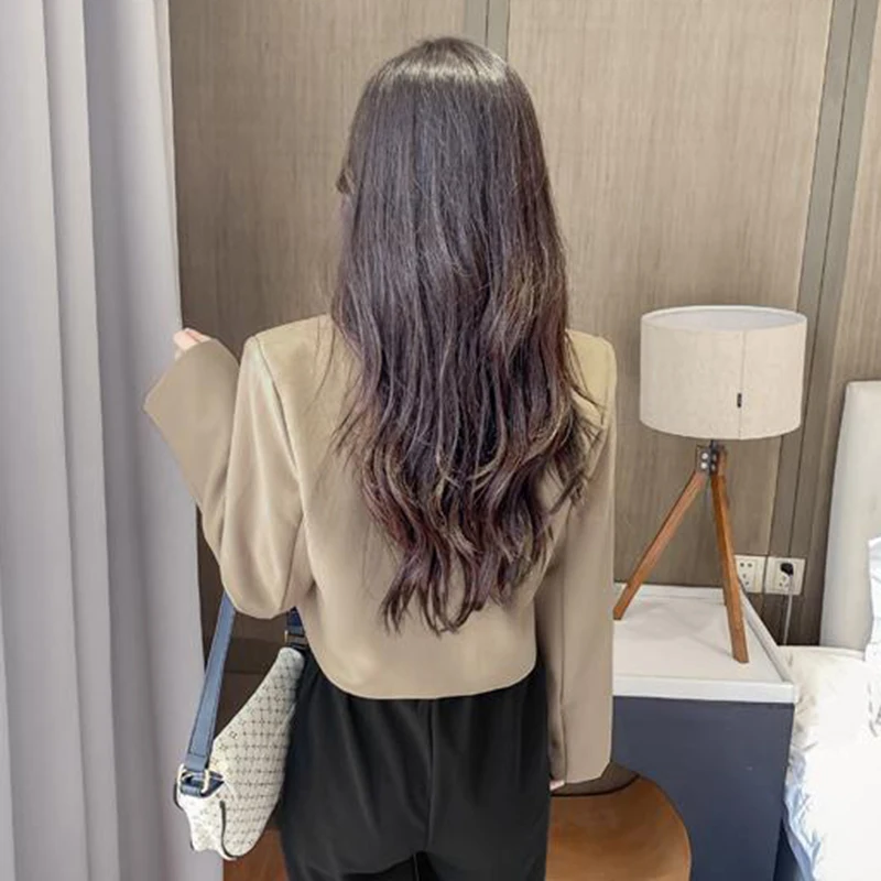 Cropped Blazers for Women 2024 New Korean Fashion Long Sleeve Button Up Suit Jacket Woman Elegant All Match Office Blazer Female - Image 4