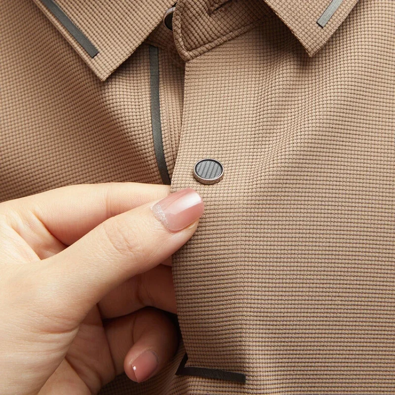 Men's New Polo Shirt Seamless Premium Luxury Cool Fabric Business Casual Golf Slim Fit Blouse Collar T-shirt - Image 4