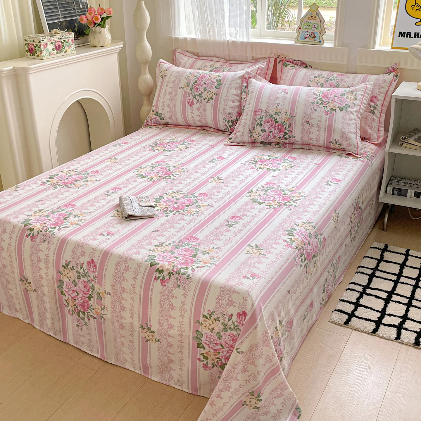 1pc 100% Cotton Bedsheets Floral Style Bed Linen Skin-friendly Flat Sheets Brushed Bed Sheet ropa de cama (No Pillowcase) - Image 3