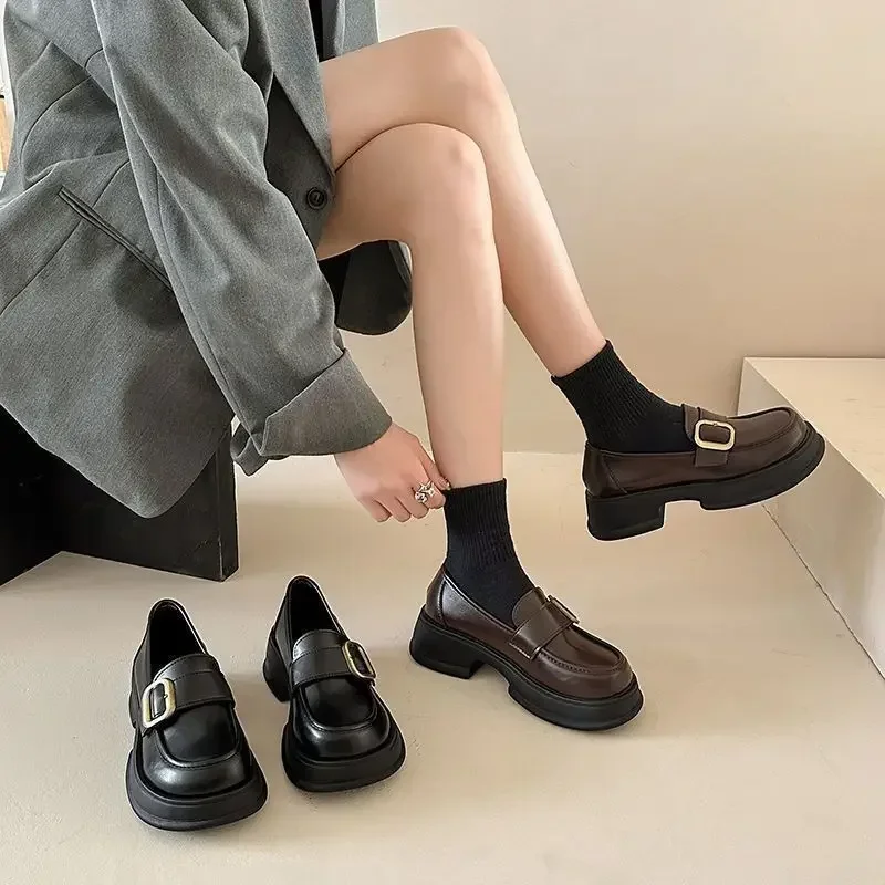 Women's Soft Leather Shoes Thick Sole British Style Flats New Spring Summer Collection Jk Uniform Loafers Chaussure Femme Mujer - Image 2