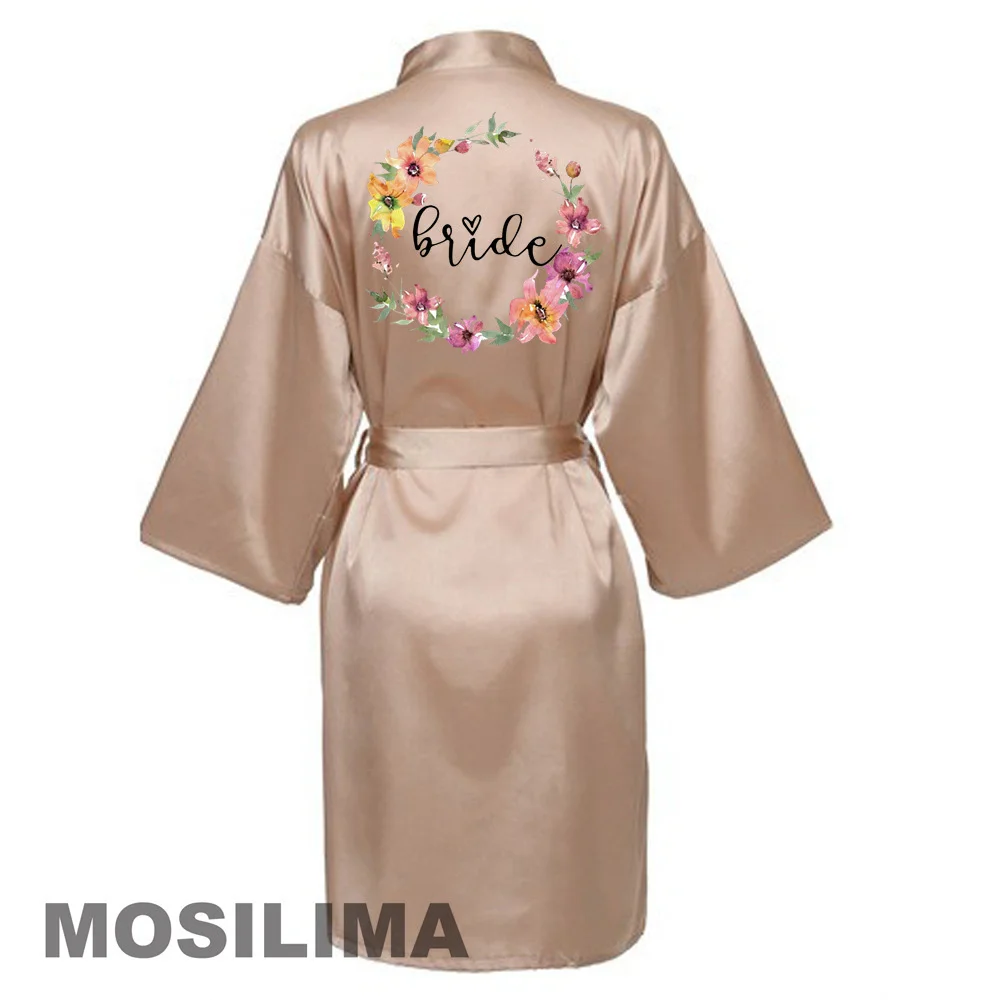 Wedding Party Team Bride Robe Kimono Satin Pajamas Bridesmaid Bathrobe SP073 - Image 5