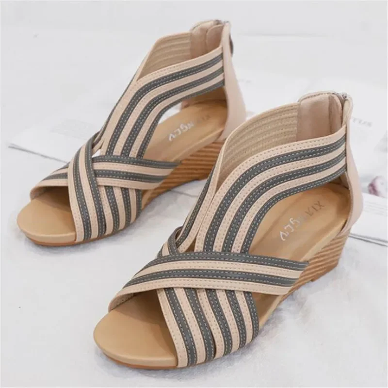 BEYARNE Platform Wedge heel platform sandals women summer new bag heel zipper Roman shoes fashion casual women sandals - Image 5