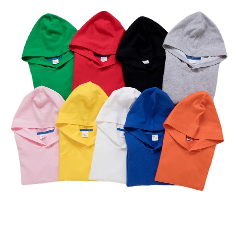 100% Cotton Boys Sweatshirts 2025 Spring Fall New Solid Color Girls Hooded Sweatshirt Children Blank Tops Name Custom Hoodies - Image 2