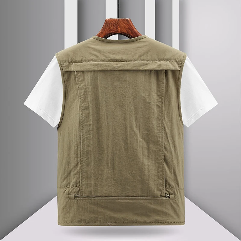 Spring New Men Outdoor Casual Vest Men Solid Breathable Multi-Pocket Photography Fishing Vest Jacket High Quality Vest Man M-6XL - Image 2