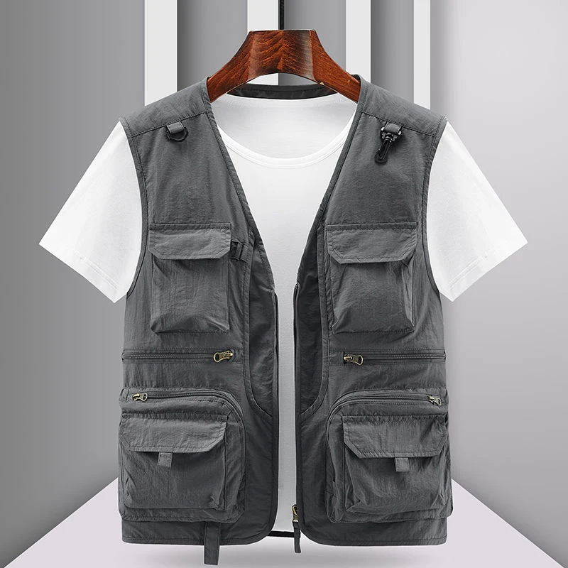 Spring New Men Outdoor Casual Vest Men Solid Breathable Multi-Pocket Photography Fishing Vest Jacket High Quality Vest Man M-6XL - Image 3