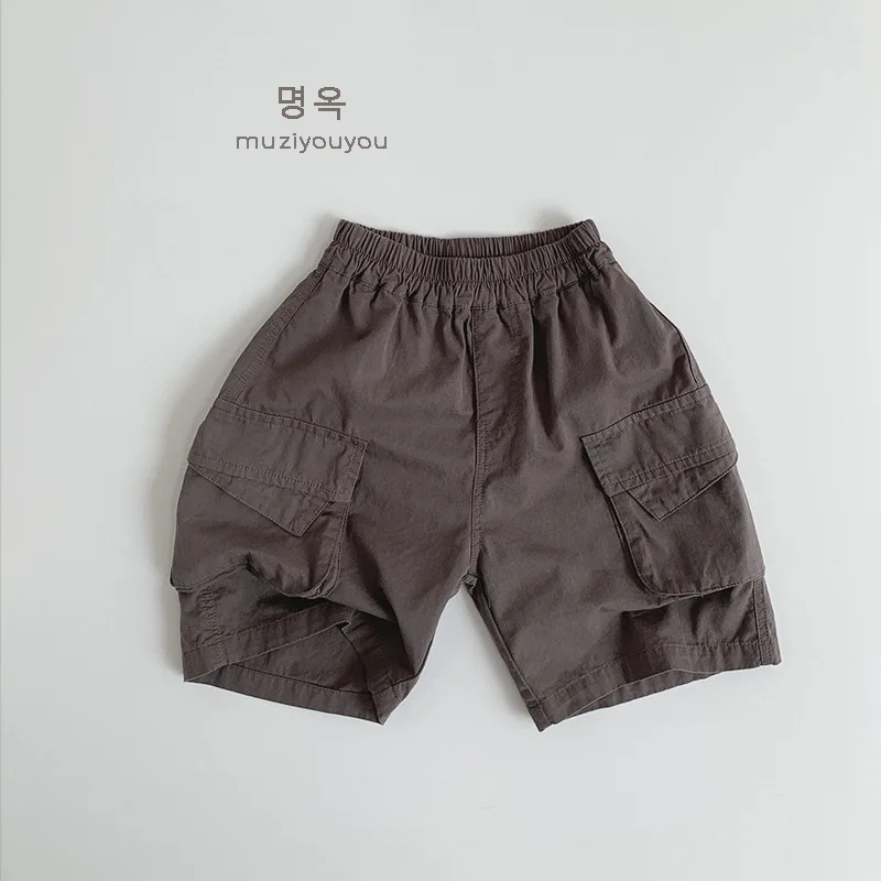 2025 Summer New Children Loose Shorts Solid Girls Versatile Casual Shorts Baby Boys Pocket Cargo Pants Kids Middle Pants - Image 5
