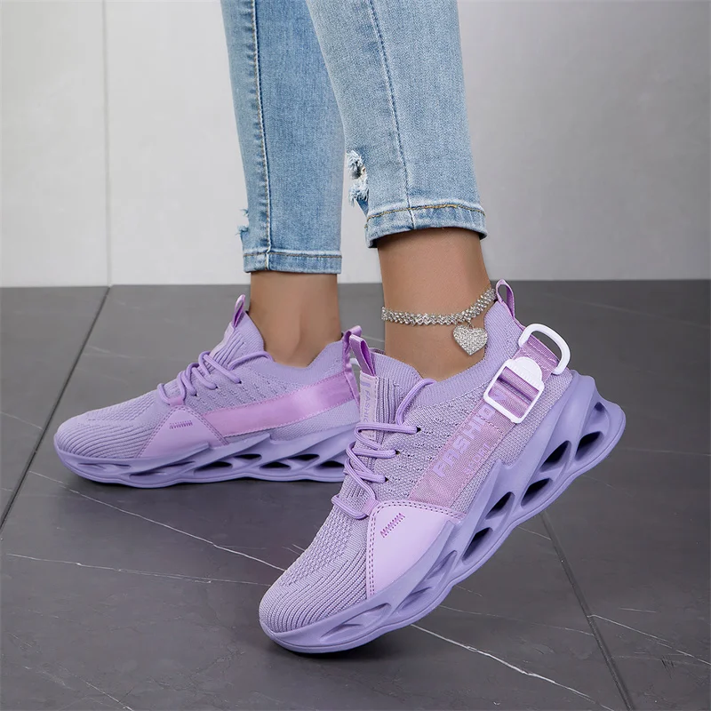 Fashion Purple Womens Casual Sneakers Lightweight Outdoor Walking Shoes Women Breathable Running Sneakers Unisex Men Sport Shoes - Image 2