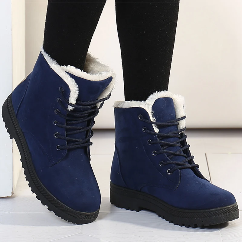 Women's Winter Boots Low Heels Women Boots With Fur Warm Winter Shoes Women Snow Boots Ankle Botas Mujer Winter Footwear Female - Image 2