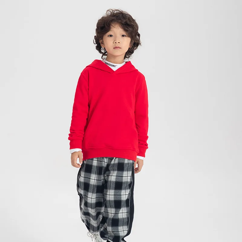 100% Cotton Boys Sweatshirts 2025 Spring Fall New Solid Color Girls Hooded Sweatshirt Children Blank Tops Name Custom Hoodies - Image 4