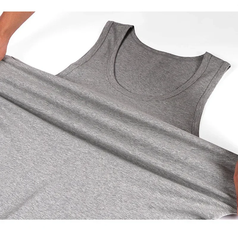 Summer Men Basic Vest Sports 150KG Cotton Plus Size 6XL 7XL 8XL White Black T-shirt Stretched Gray Loose Undershirt Sweat Shirt - Image 5