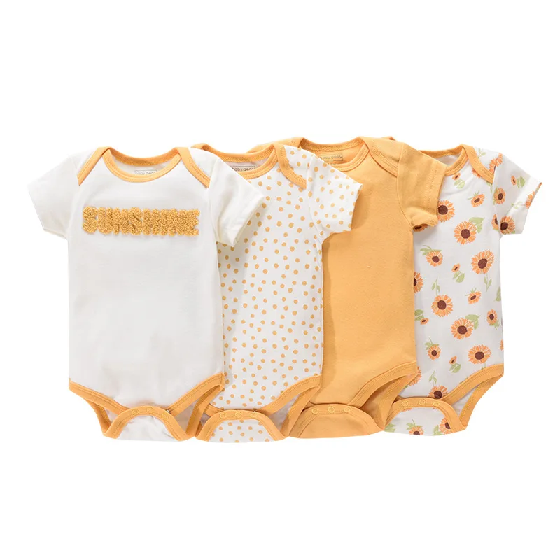 1/4Pcs Newborn Bodysuit Baby Boy Short Sleeve Jumpsuit Cartoon Print Toddler Girl Cotton Clothes 0-12Month Infant Romper Outfits - Image 4