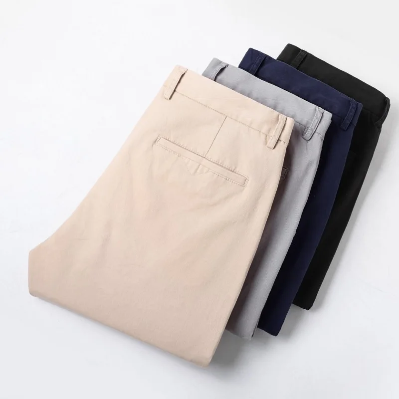 190 Cm Tall Men's Pants Summer Straight Chino Trouser Male Stretch Cotton Office Work Extra Long Leg Length 115 110cm Lengthed - Image 4