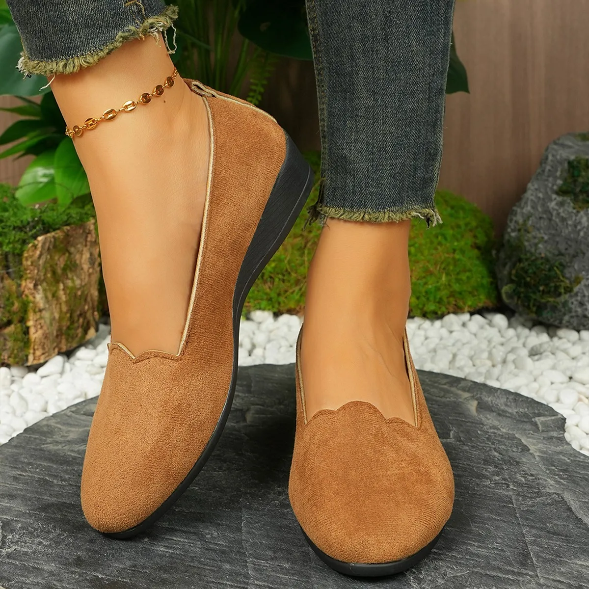 Woman Casual Round Toe Cute Flats Shoes 2025 New Spring/autumn Flats Female Suede Elegant Comfortable Soft Sole Women's Shoes - Image 3