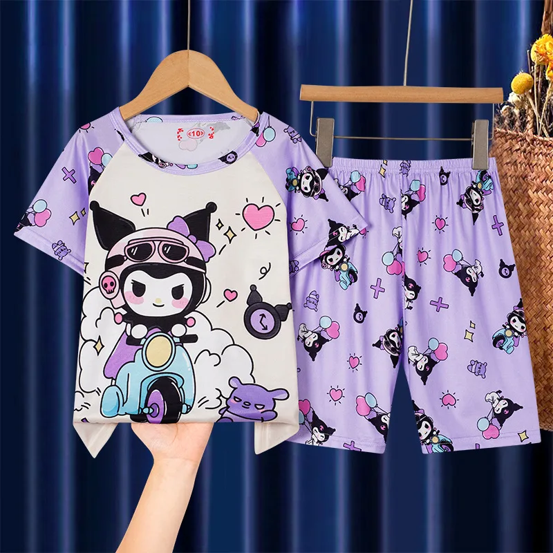 Summer Children's Pajamas Short Sleeve Girls Cartoon Old Boys Boys Home Clothes Set Pajama Sleepwear Robe Clothing Mother Kids - Image 2