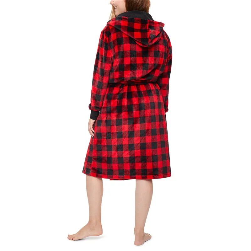 Red Plaid Matching Family Christmas Pajamas Set Long Sleeve Nightgown for Parents and Children Festive Holiday Sleepwear - Image 4