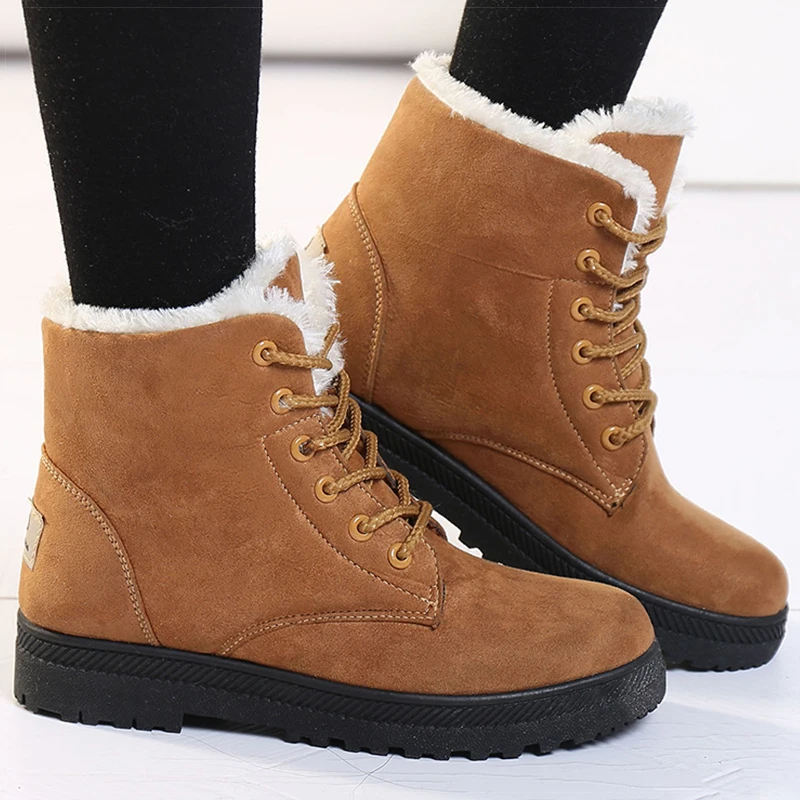 Women's Winter Boots Low Heels Women Boots With Fur Warm Winter Shoes Women Snow Boots Ankle Botas Mujer Winter Footwear Female - Image 4